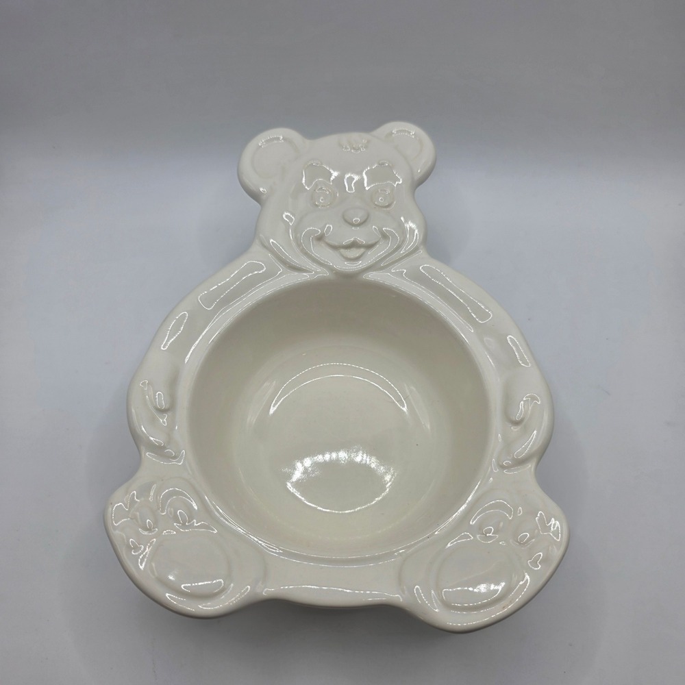 Pfaltzgraff Heritage White Ceramic Teddy Bear Bowl Embossed Stoneware USA Made